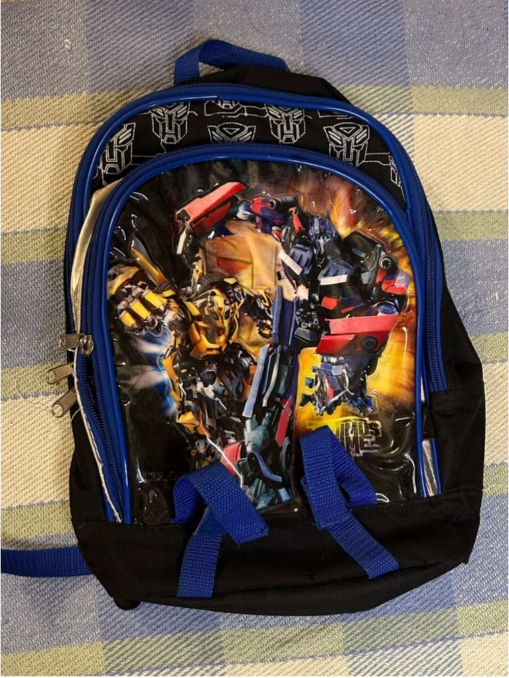 Transformers Mini Backpack Bumblebee Optimus Prime Kids Black Blue